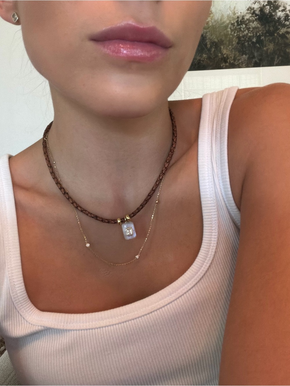 Gold and Brown Layered Pendant Necklace - Women Jewelry
